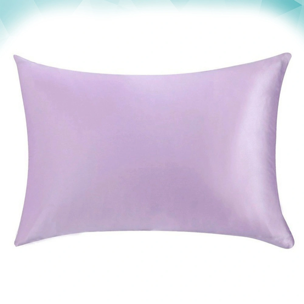 1Pc Silk Pillow Case Satin Silk Mulberry Pillowcase Cover Square Pillow Cover Plain Color Pillow Home (Purple)