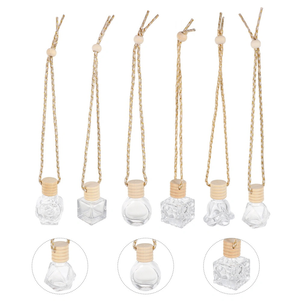 6 Pcs Car Perfume Bottle Pendants Mini Perfume Diffuser Bottles Vehicle Pendant