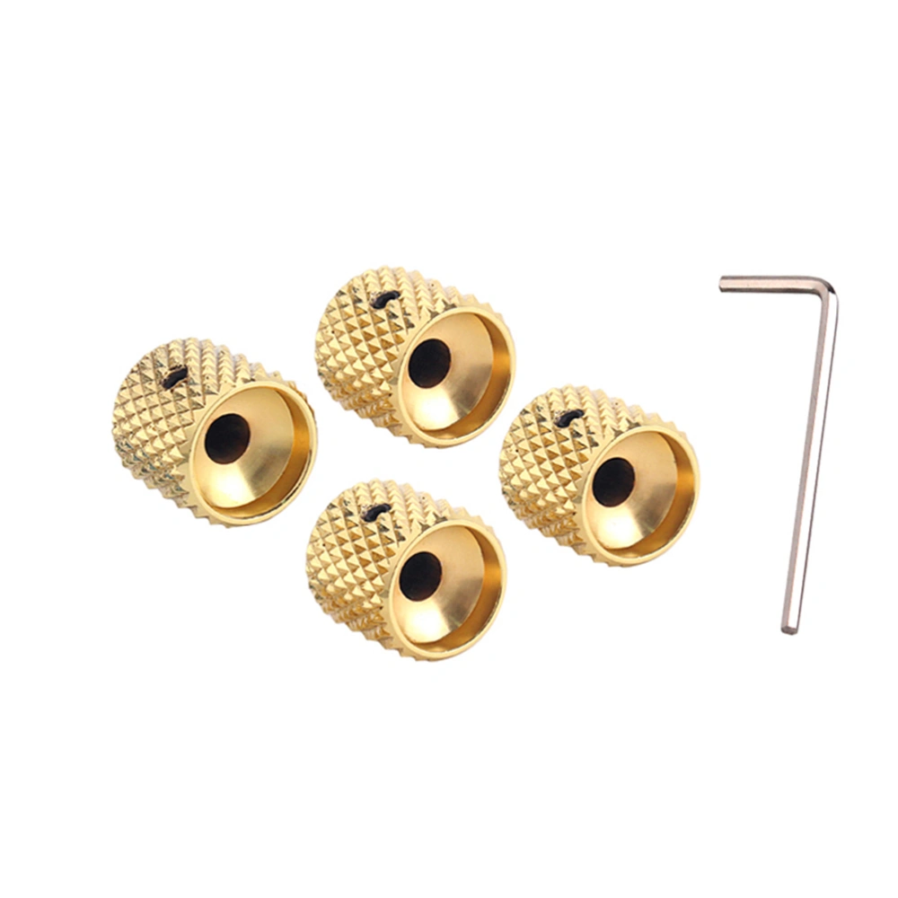 4 Pcs Aluminum Alloy Electric Bass Guitar Volume Tone Control Knobs Dome Knobs Guitar Parts Accessories GD139 (Golden)