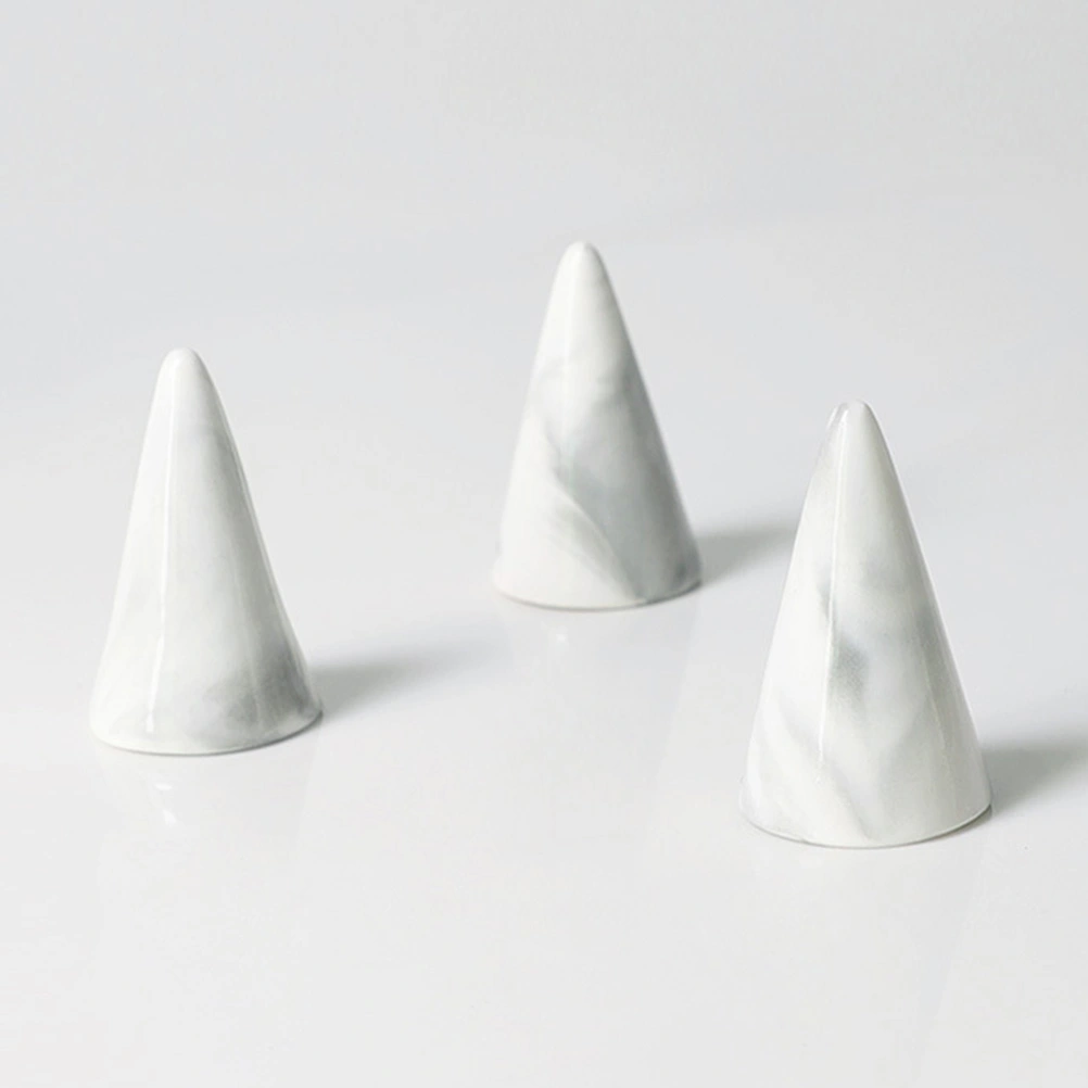 3PCS Jewelry Racks Cone Shape Display Racks Ceramic Ring Holders Simple Jewelry Trinket Organizers Stands (Grey)