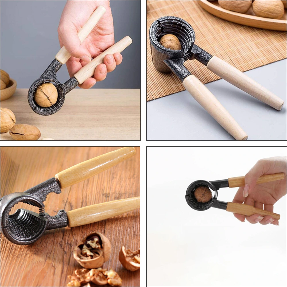 1Pc Aluminum Alloy Walnut Shell Hazelnut Pecan Opener with Wooden Handle