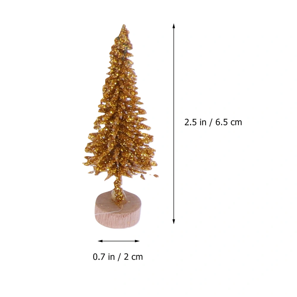 18 Pcs 6.5CM Christmas Decoration Small Sisal Silk Christmas Tree Party Home Decor DIY Christmas Ornament (Golden Style)