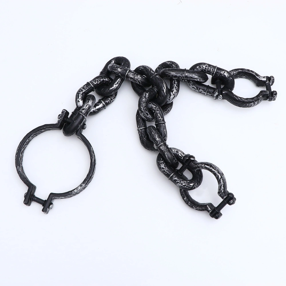 Halloween Handcuffs Prop Plastic Big Buckle Chain Prop Prisoner Performance Neck Cuff Prop for Bar Festival