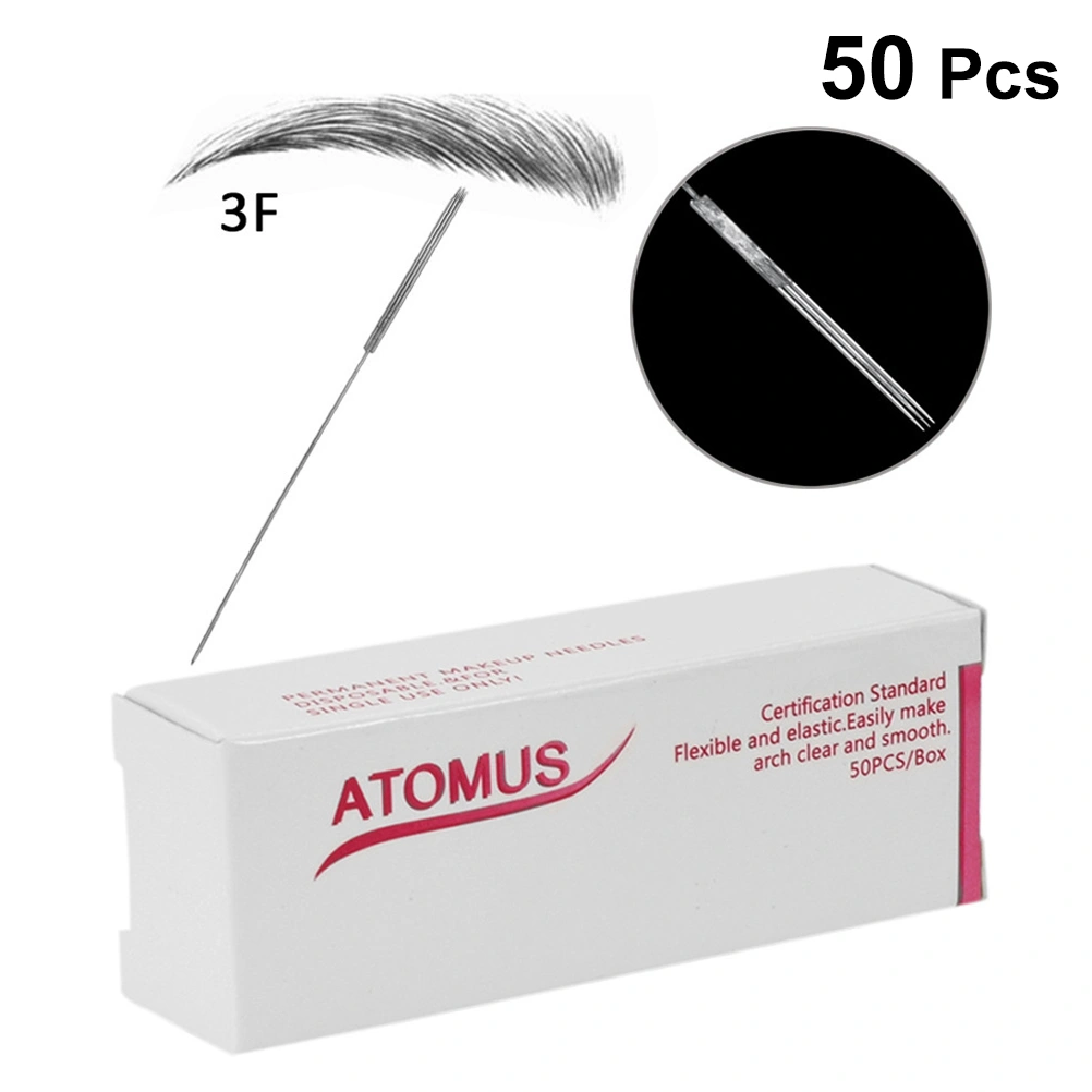 50pcs 0.35mm 3F Row Needles Semi-permanent Embroidery Needle Machine Pin