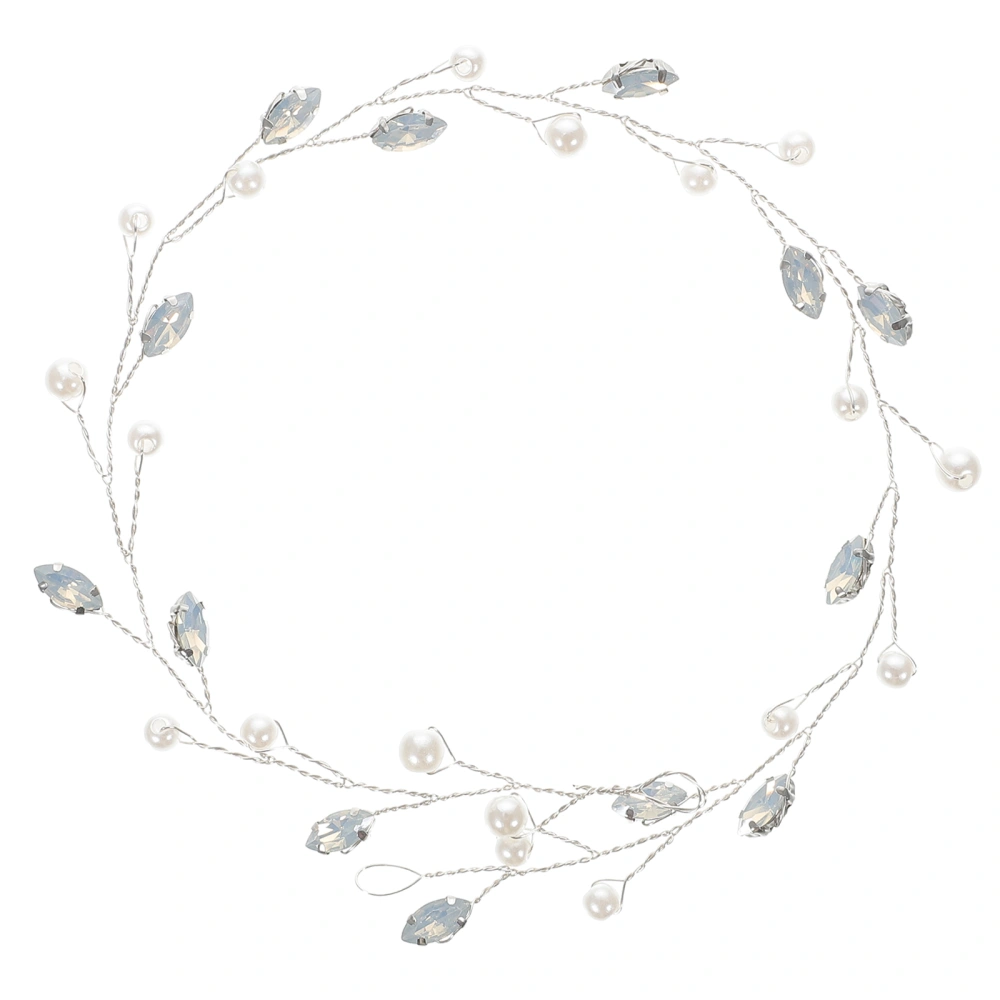 Flower Girls Headpiece Pearl Crystal Headband Charming Hair Vine for Bride Women Girls