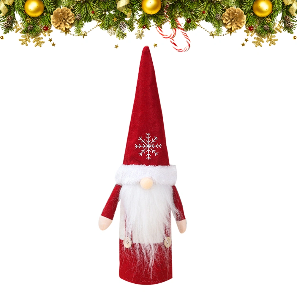 Christmas Non-woven Fabric Wine Bottle Cover Faceless Doll Champagne Bag Red Skirt Wine Bottle Decor (Male)