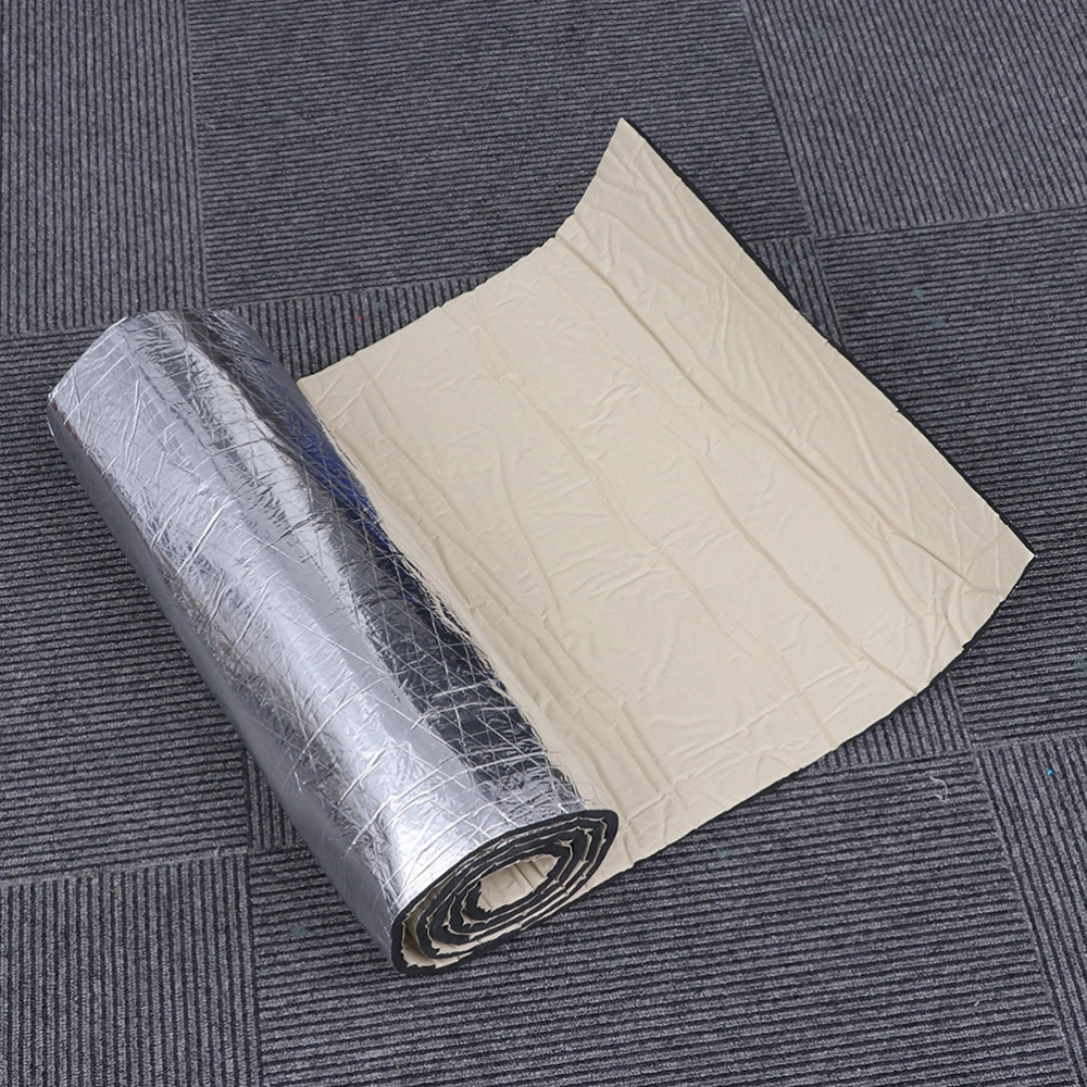 1 Roll 10mm Car Heat Sound Deadener Thick Aluminum Foil Sound Insulation Cotton Four-door Trunk Full Car Sound-absorbing Cotton Plastic Rubber Accessories (100x200cm)