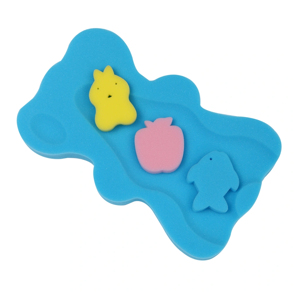 1PC Baby Bath Sponge Cushion Skid Resistance Infant Cartoon Bath Cushion Bathing Mat (Blue)