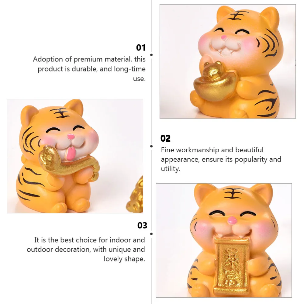 6Pcs Small Tiger Shape Garden Decor Creative Landscaping Ornament Resin Crafts