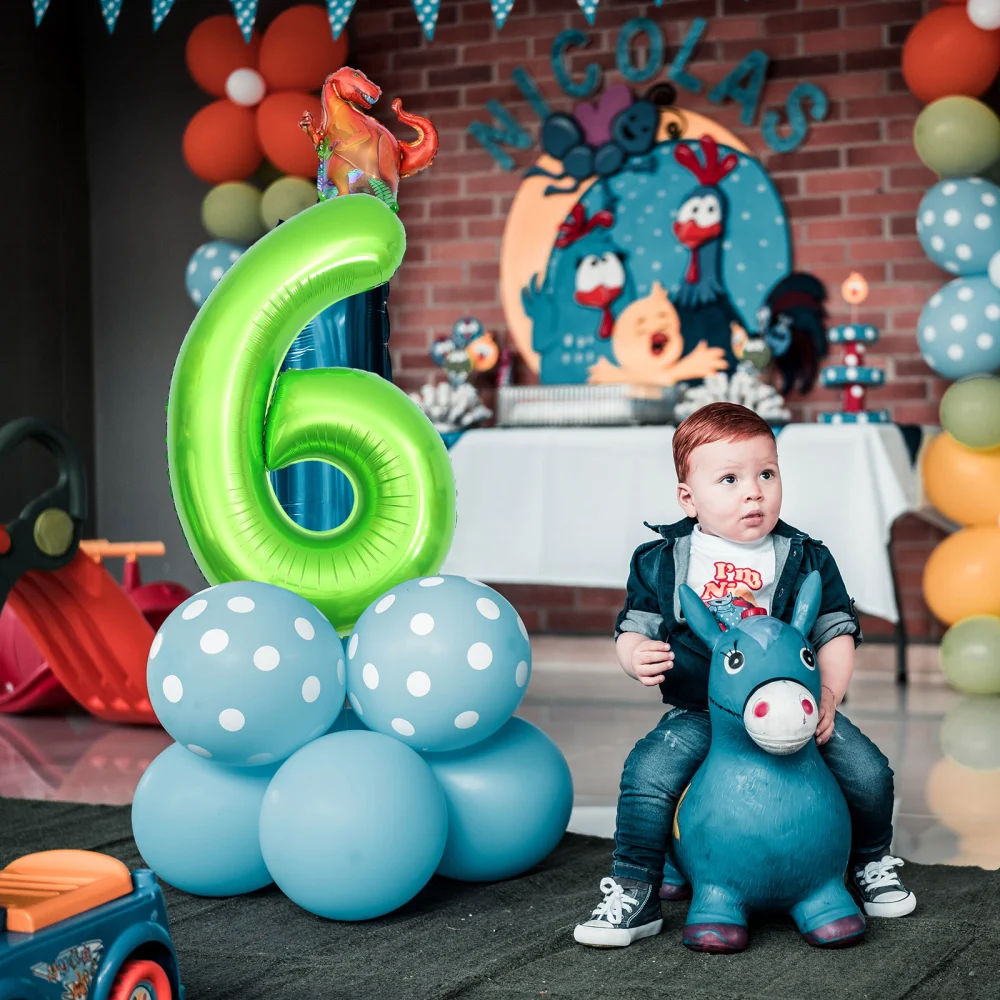 Dinosaur Numeral Balloons Aluminum Foil Decorative Balloons for Birthday Party