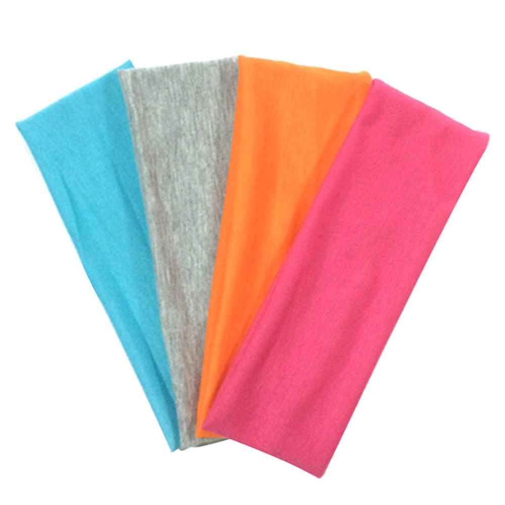 4pcs Cotton Elastic Stretch Yoga Headbands for Outdoor Activities Running Yoga (Assorted Color)