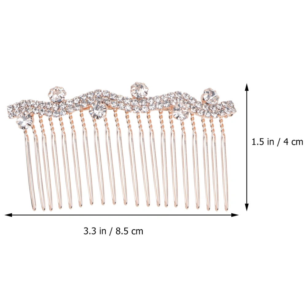 Chic Rhinestone Hair Comb Bang Hair Insert Comb Elegant Women Headdress Stylish Hairpin for Girls Women (Wave Type)