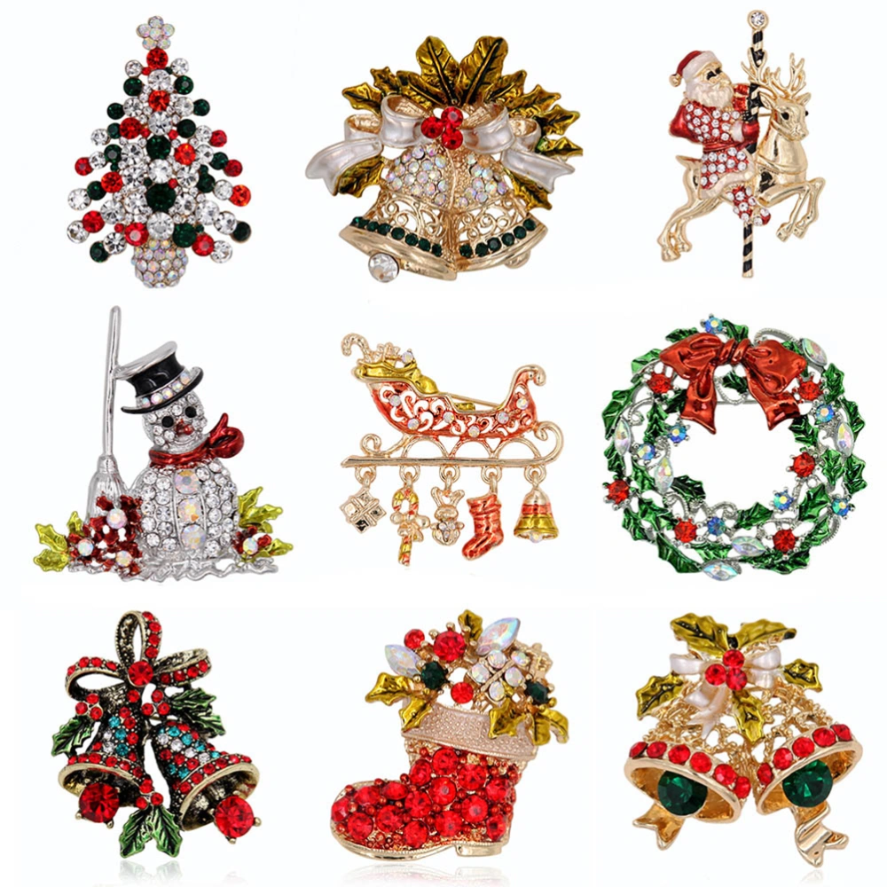 Christmas Garland Shape Brooches Alloy Lapel Women for Wedding Christmas Jewelry Anniversary Gift (White K)