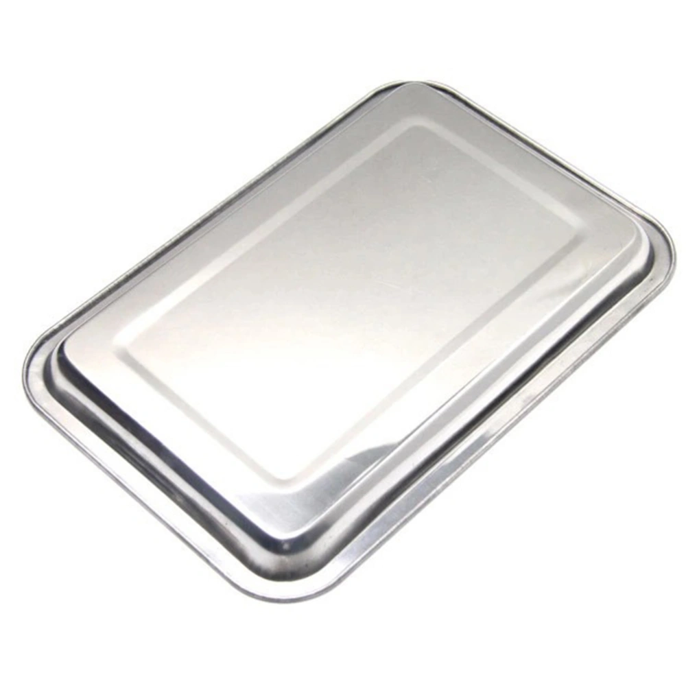 Stainless Steel Food Tray Thickened Food Tray Flat Square Grill Tray Non Toxic Food Tray Size 2