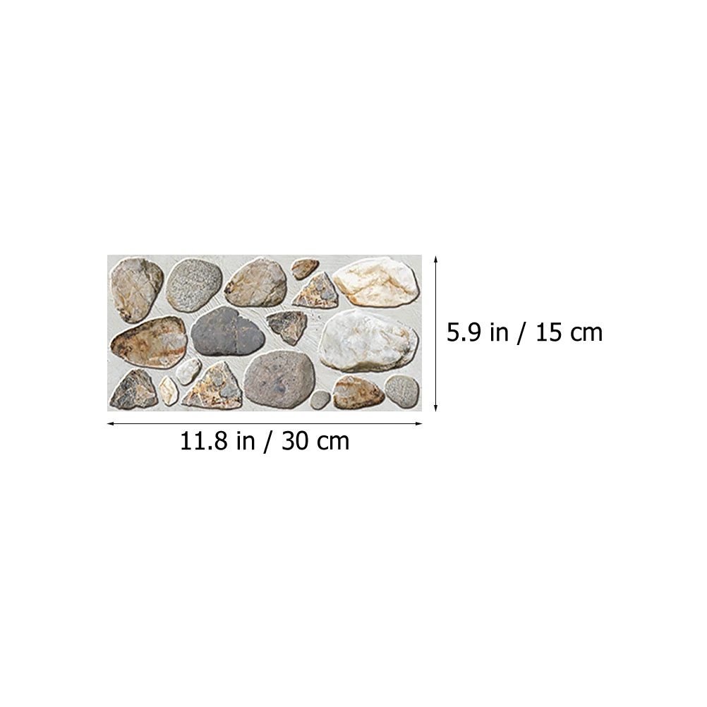 6 Sheets of Pebble Pattern Wall Stickers Waterproof Wallpaper Oilproof Stickers