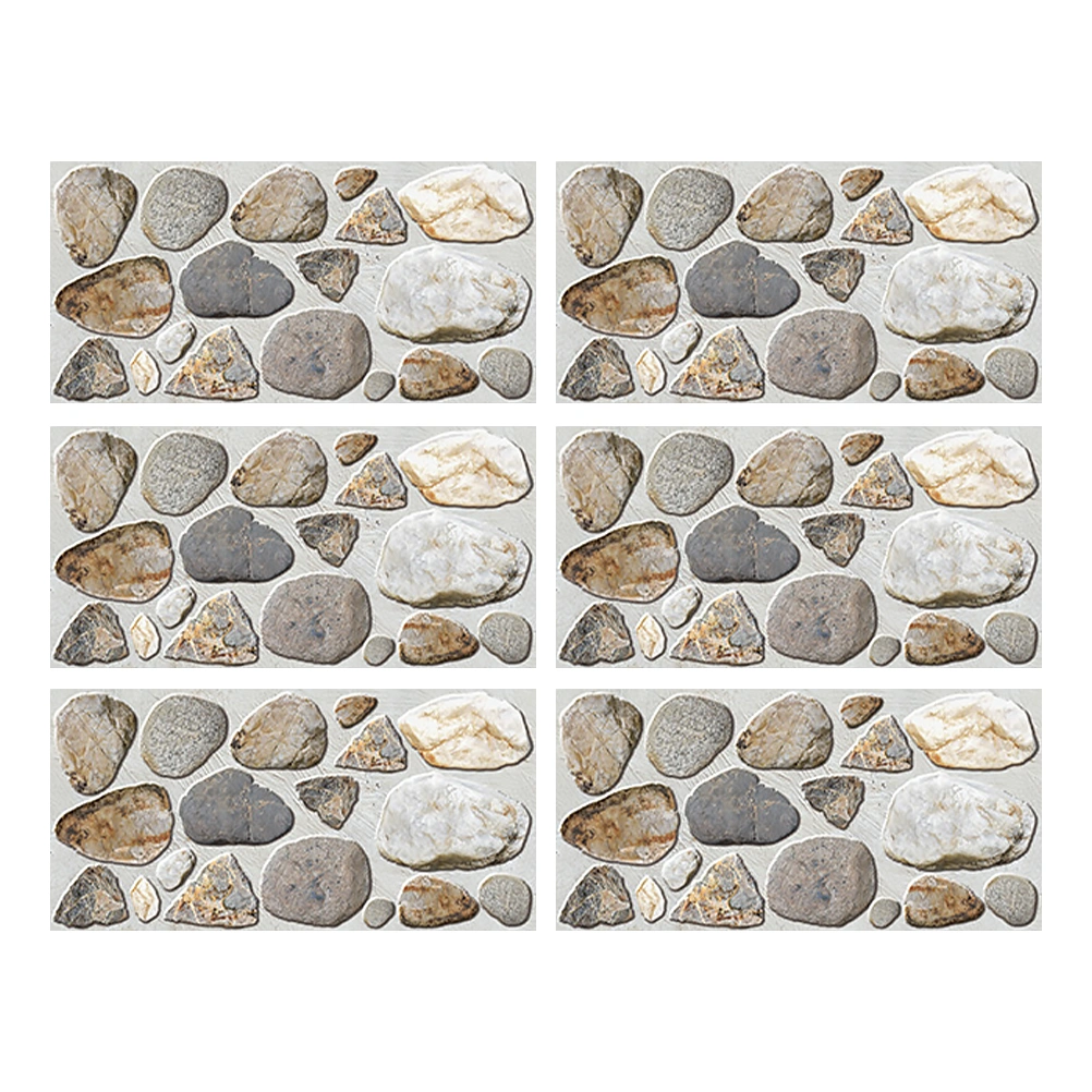 6 Sheets of Pebble Pattern Wall Stickers Waterproof Wallpaper Oilproof Stickers