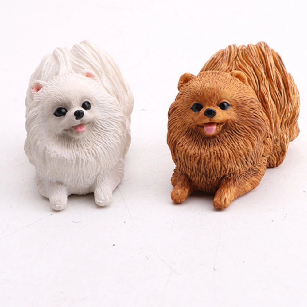 1pc Simulated Pomeranian Dog Model Realistic Solid Adorable Mini Pet Dog Model Toy Craft (White)