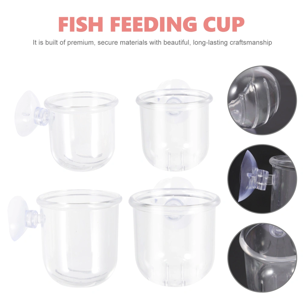 4Pcs Glass Feeding Cups Red Worm Fish Feeders Crystal Glass Cone Feeders Shrimp Feeders