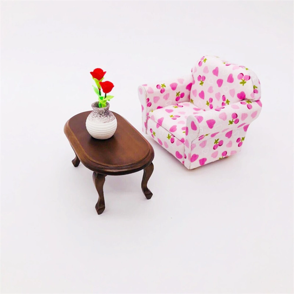 1:12 Mini House Miniature Furniture Wooden Oval Table Mini House Decor Ornament