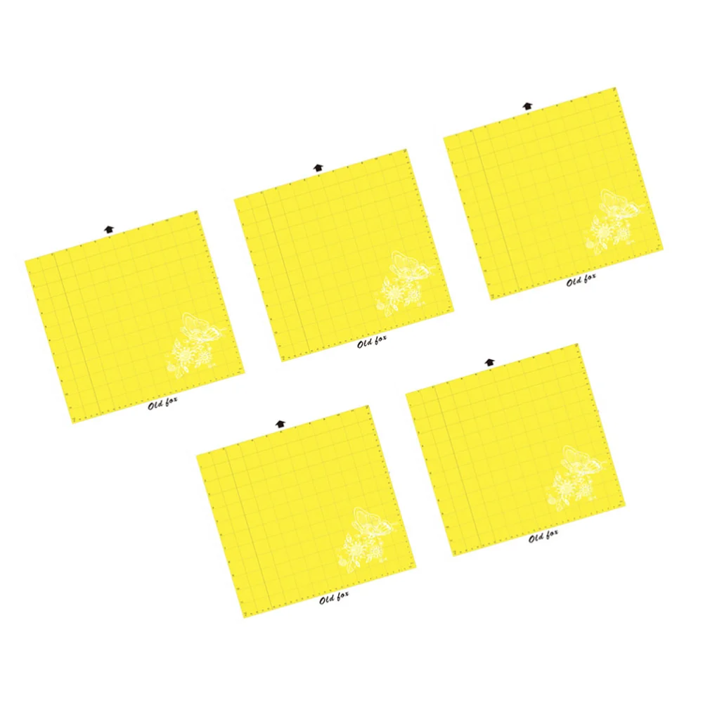 5 Pcs 12 Inch Cutting Machine Mats Cutting Plotter Cutting Mat Removable Paste Pads (Yellow)