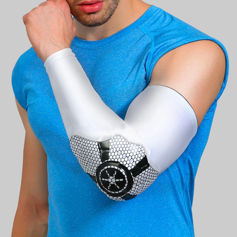 1Pc Arm Sleeve Basketball Football Elbow Support Cycling Protective Cuff Armband Arm Warmer Arm Cuff Arm Pad Elbow Pad (White, XL)