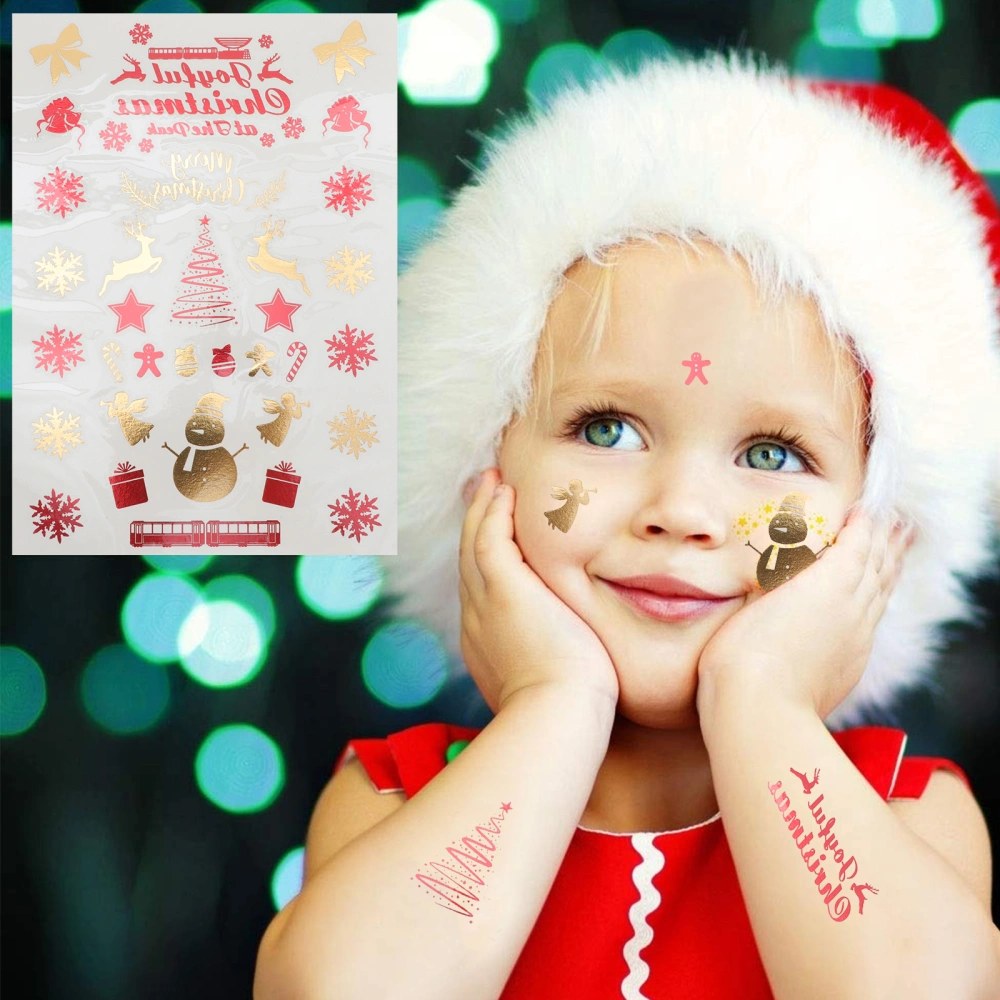 6pcs Christmas Theme Tattoos Glitter Cartoon Tattoos Body Tattooing Stickers