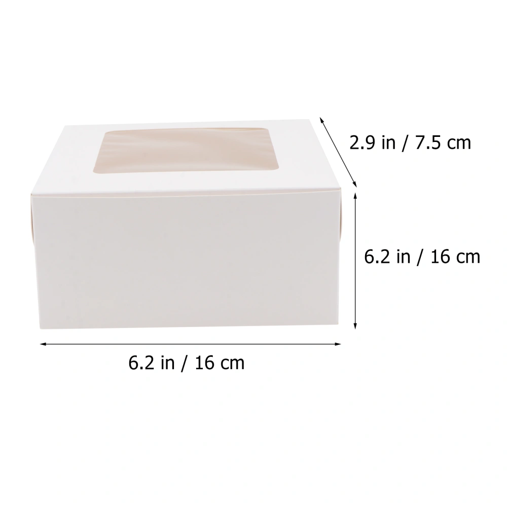 10pcs 4 Cavities Paper Cupcake Box Dessert Containers Bakery Cake Carriers for Home Dessert Shop (White)