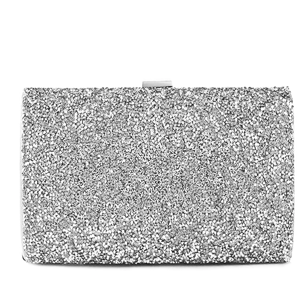 Women Evening Clutch Womens Dazzling Hard Case Flap Clutch Purses Handbag for Wedding Party (Silver)