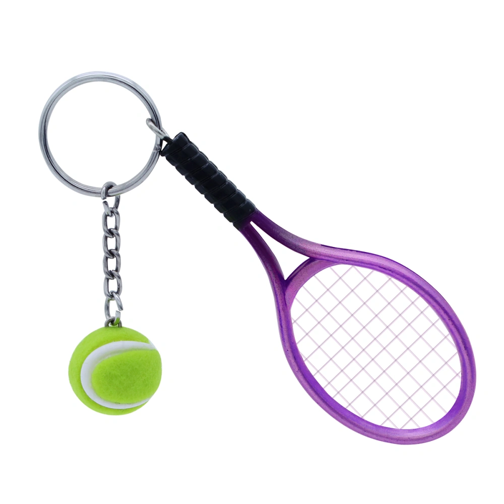 Mini Tennis Racket Keychain Key Ring Charm Tennis Ball Key Chain Car Bag Pendant Keyring Gift (Random Color)