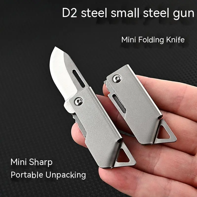 D2 Steel Folding Camping Knife Keychain