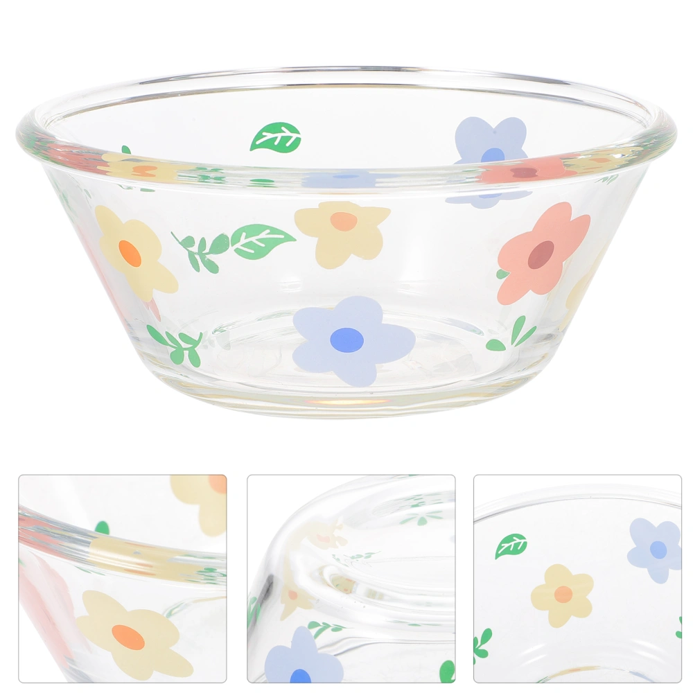 4Pcs Creative Glass Bowl Pattern Fruits Salad Dessert Bowl Round Bowl