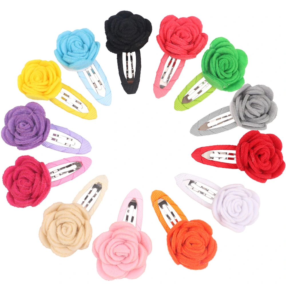 12pcs Baby Girls Rose Hair Clip Flower Colorful Hairpin Barretes Beauty Accessories