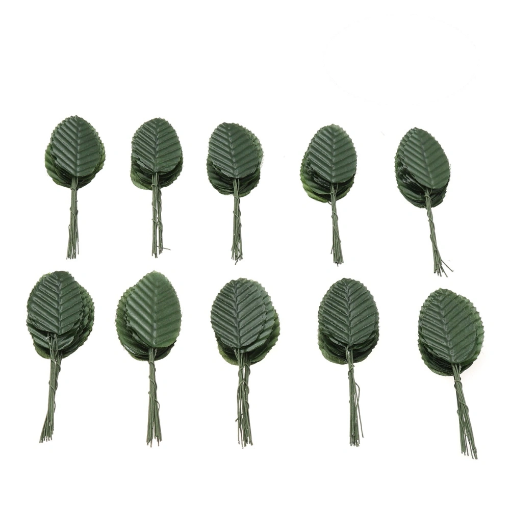 200Pcs Artificial Plant Leaves Artificial Rose Leaves Fake Leaves Home Decoration Indoor Plants Flower Arrangement Accessories - Dark Green