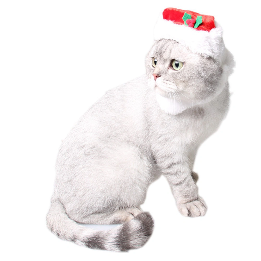 Christmas Santa Hat Pet Adorable Party Beard Bell Hat Cosplay Props for Cat Dog Puppy (Free Size)