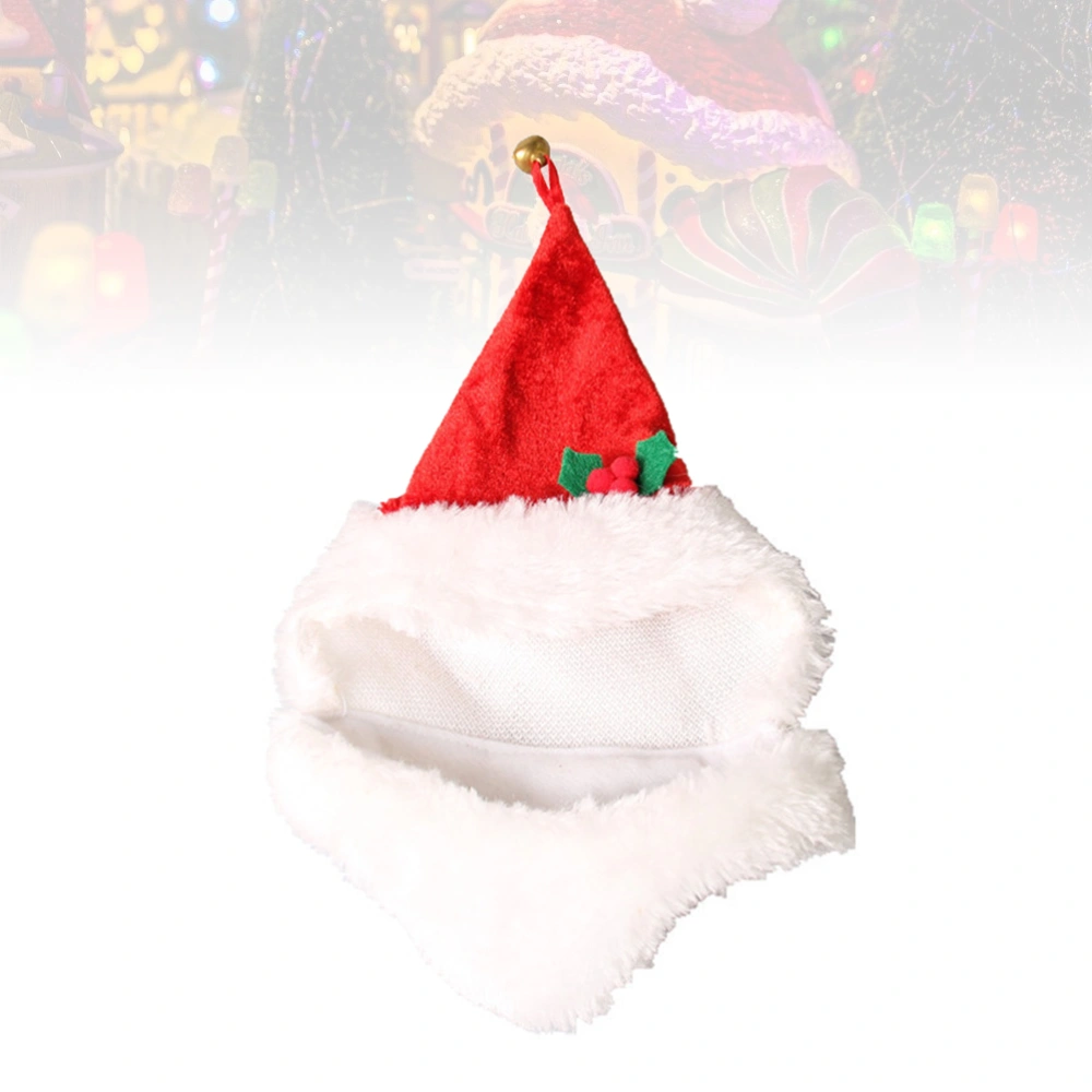 Christmas Santa Hat Pet Adorable Party Beard Bell Hat Cosplay Props for Cat Dog Puppy (Free Size)