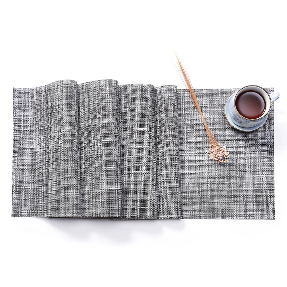 Japanese Style Table Runner Woven Tablecloth Heat Insulation Placement Table Decor (Grey)