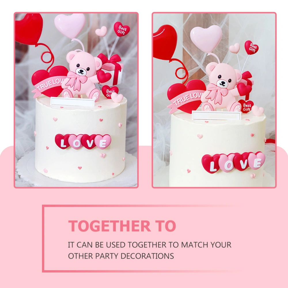 4pcs Cake Plug-in Cards Romantic Cartoon Bear Topper Party Cake Inserts