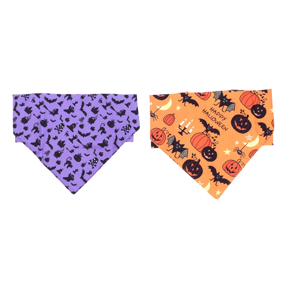 2Pcs Halloween Pet Dog Scarf Saliva Towel Lovely Cosplay Triangle Scarf Bibs