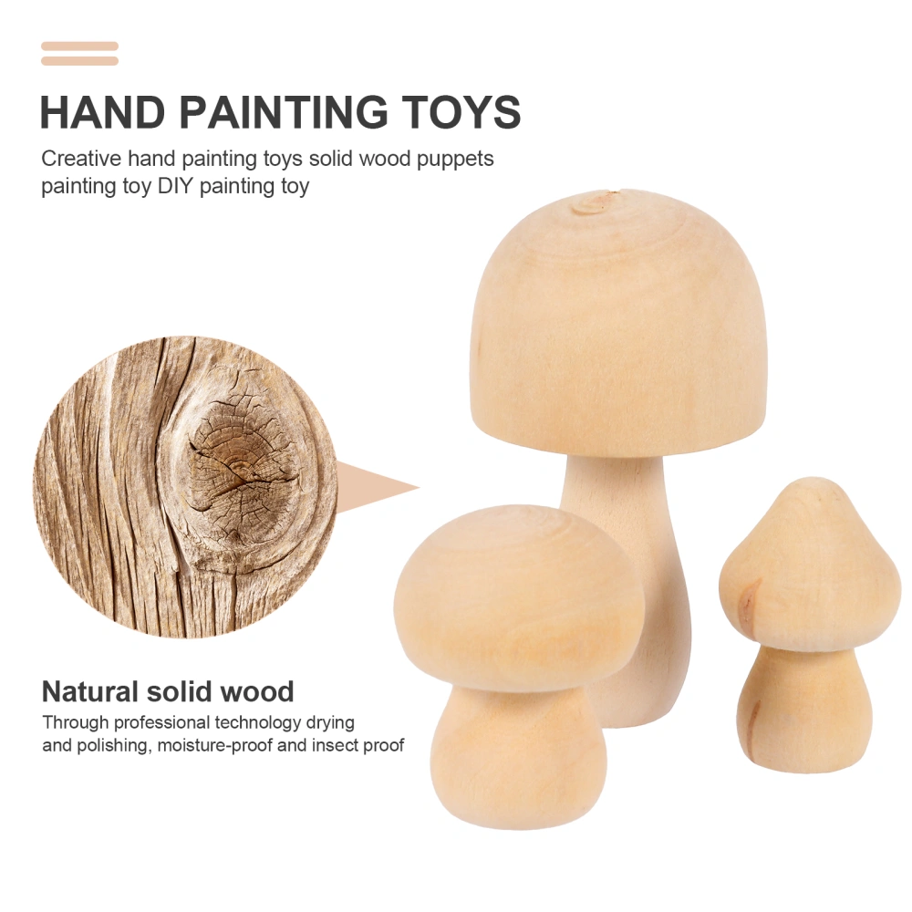 9 Pcs Natural Mushroom-shaped Wood Unfinished Wooden Toys for Children Graffiti