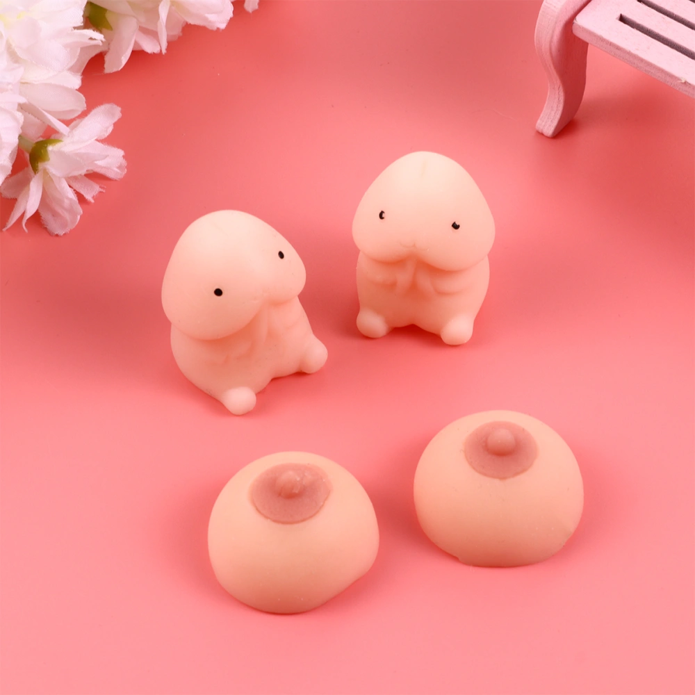 6pcs Spoof Pinching Toys Adult Creative Toys Creative Decompression Plaything (Breast and Penis 3pcs for Each)