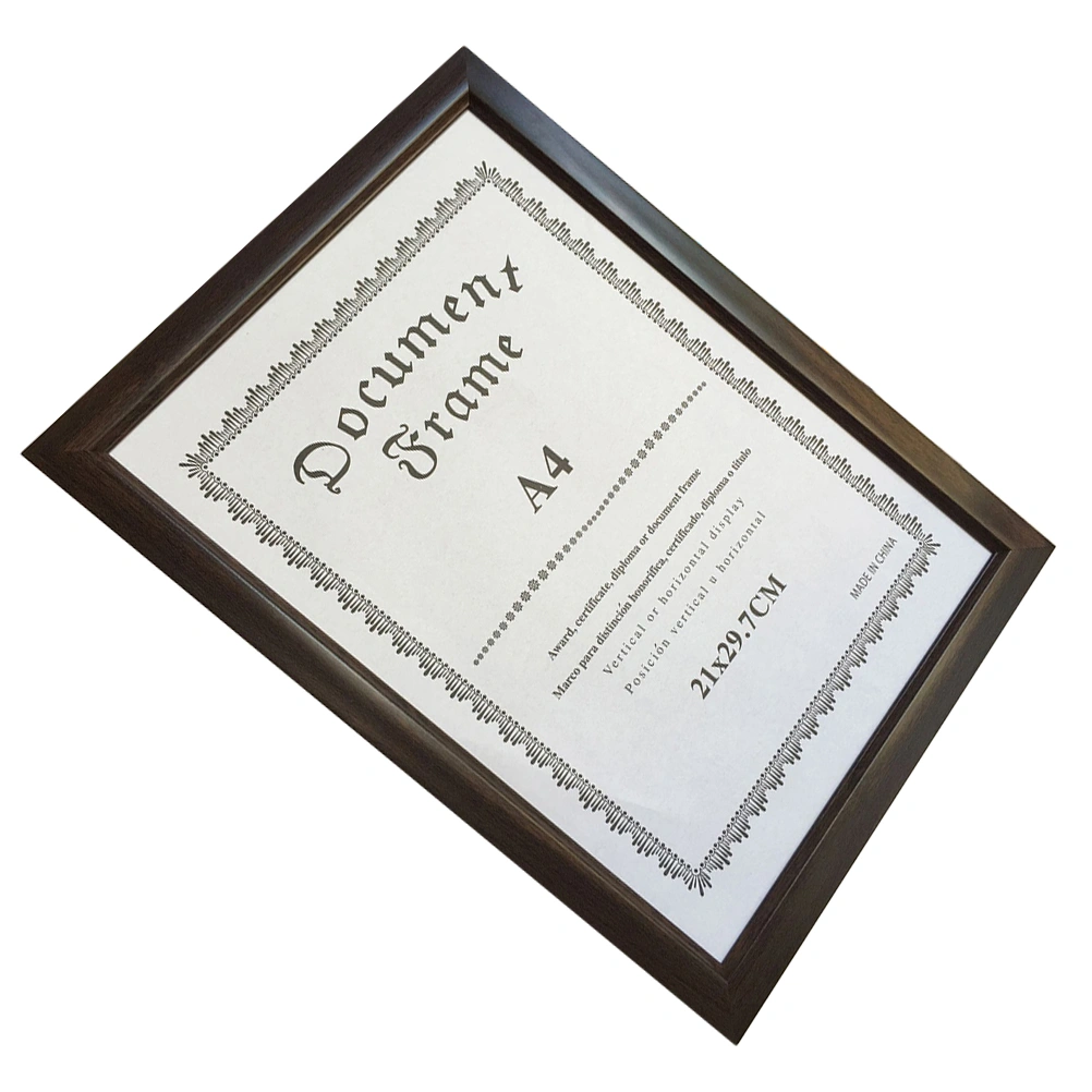 1pc A4 Certificate Holder PS Grain Brown Table Hanging Wall Document Frame Diploma Cover Document Holder for Award Certificates