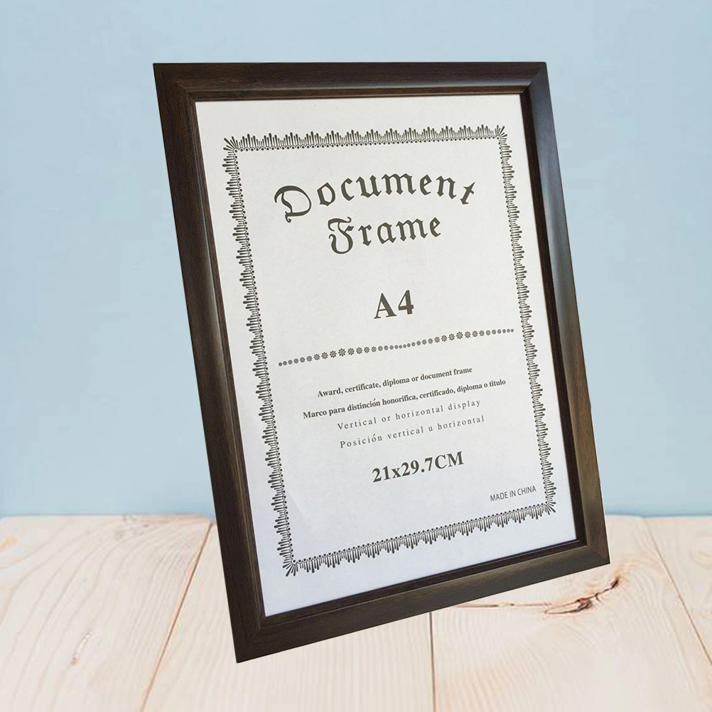 1pc A4 Certificate Holder PS Grain Brown Table Hanging Wall Document Frame Diploma Cover Document Holder for Award Certificates
