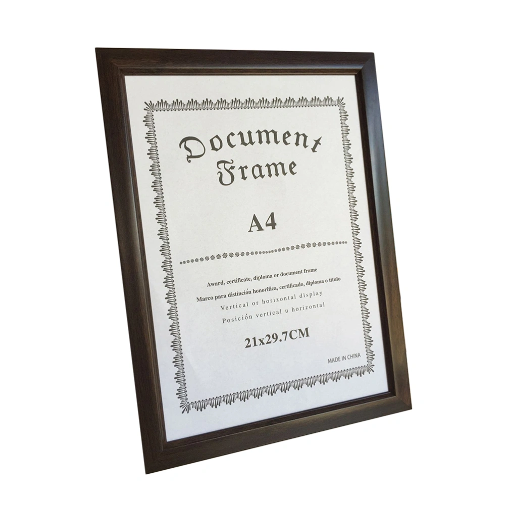 1pc A4 Certificate Holder PS Grain Brown Table Hanging Wall Document Frame Diploma Cover Document Holder for Award Certificates