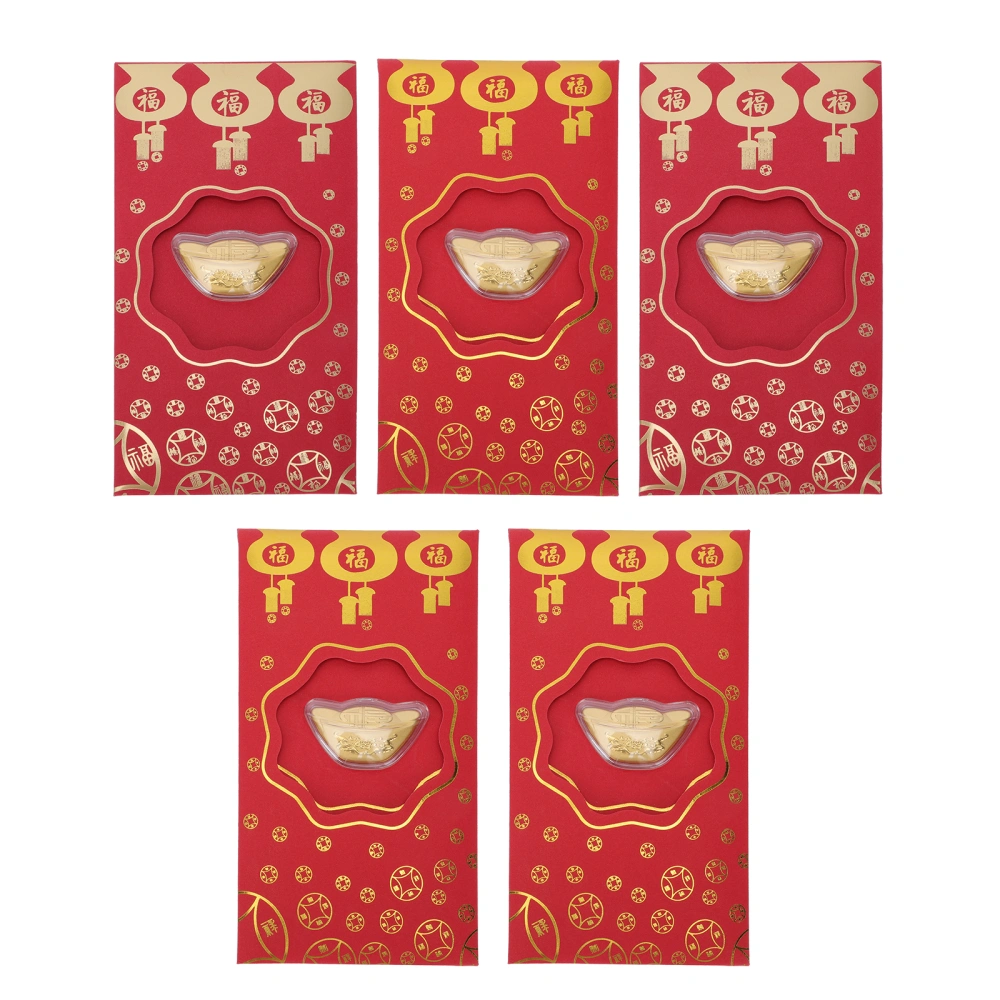 5Pcs Chinese New Year Red Envelopes Festival Money Pockets Red Packets (Assorted Style)