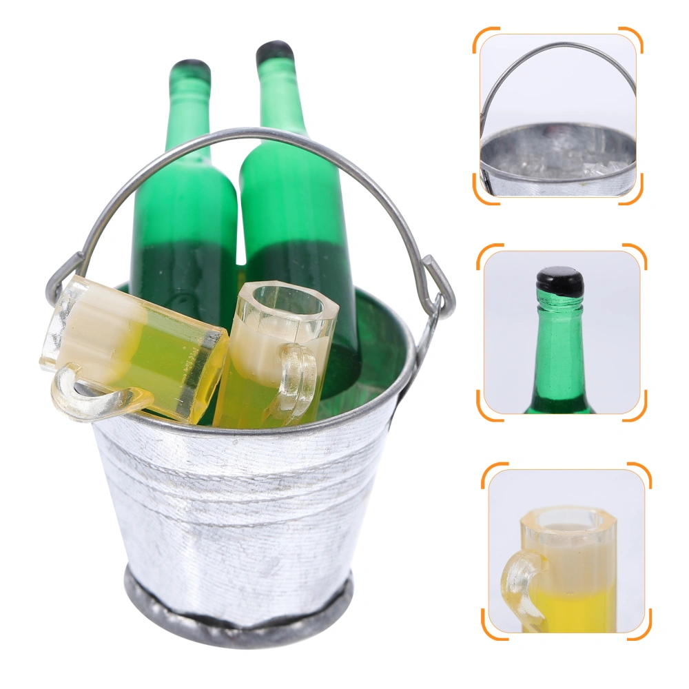 1 Set 1:12 Scale Mini House Accessories Charm Ice Freezing Beer and Bucket  Set