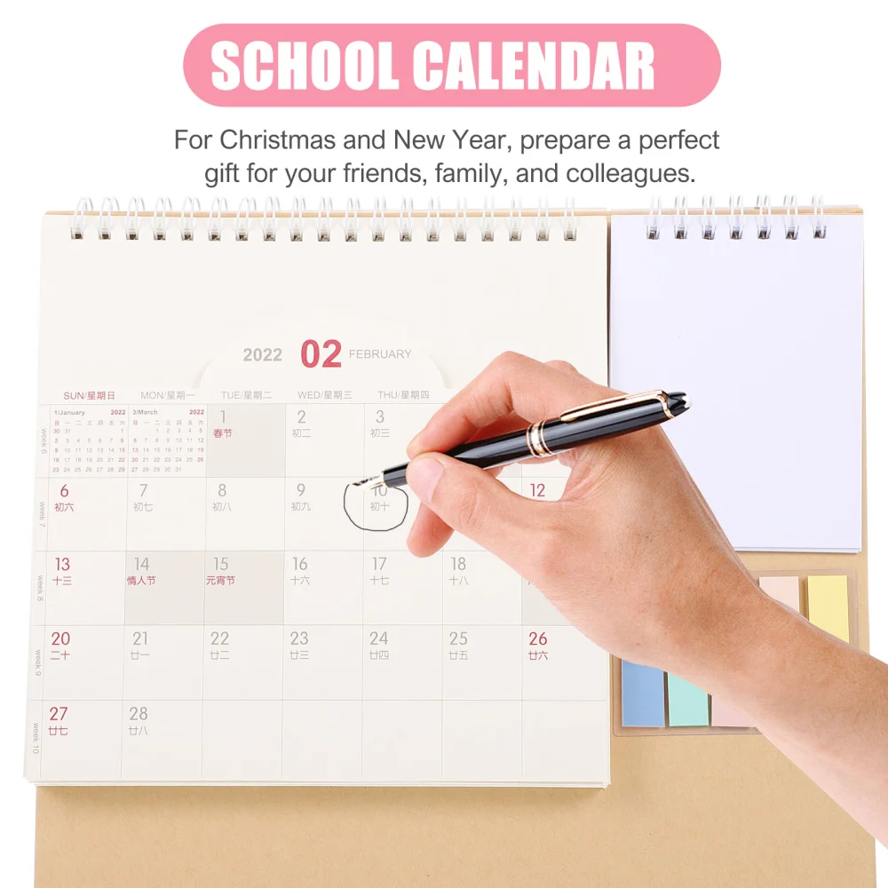 1Pc Desktop Calendar Decorative 2022 Calendar Desktop Adornment for Home (Assorted Color)