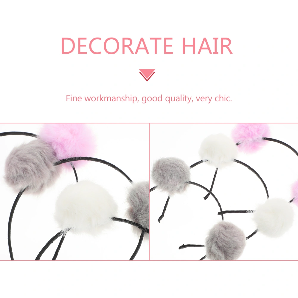 3pcs Creative Fluffy Ball Headbands Unique Costume Fuzzy Ball Kids Hair Props