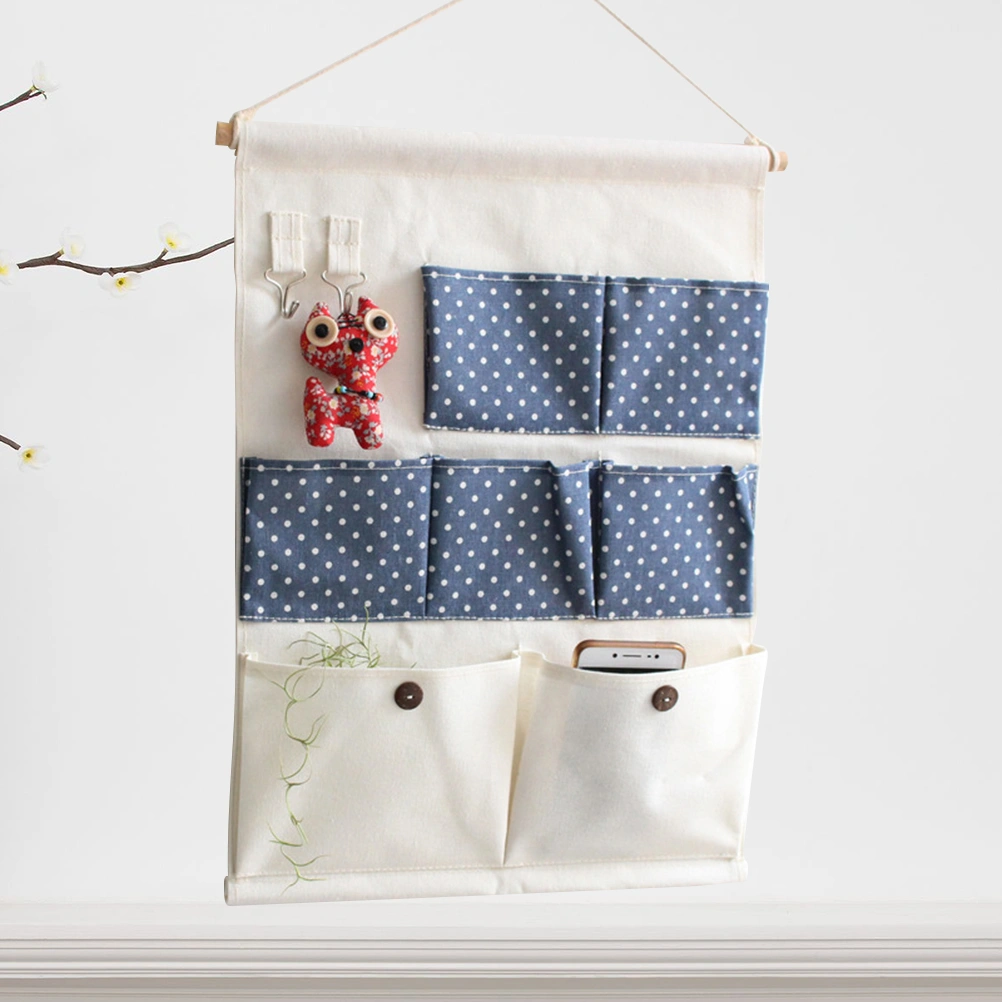 Over the Door Storage Bags Storage Pockets Wall Door Closet Hanging Storage Bag Organizer(Blue Dots)