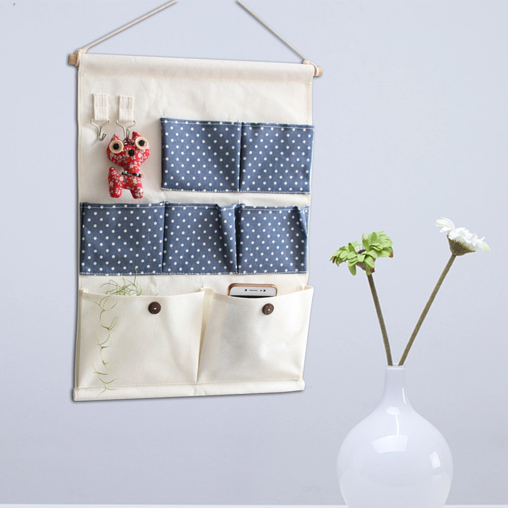 Over the Door Storage Bags Storage Pockets Wall Door Closet Hanging Storage Bag Organizer(Blue Dots)