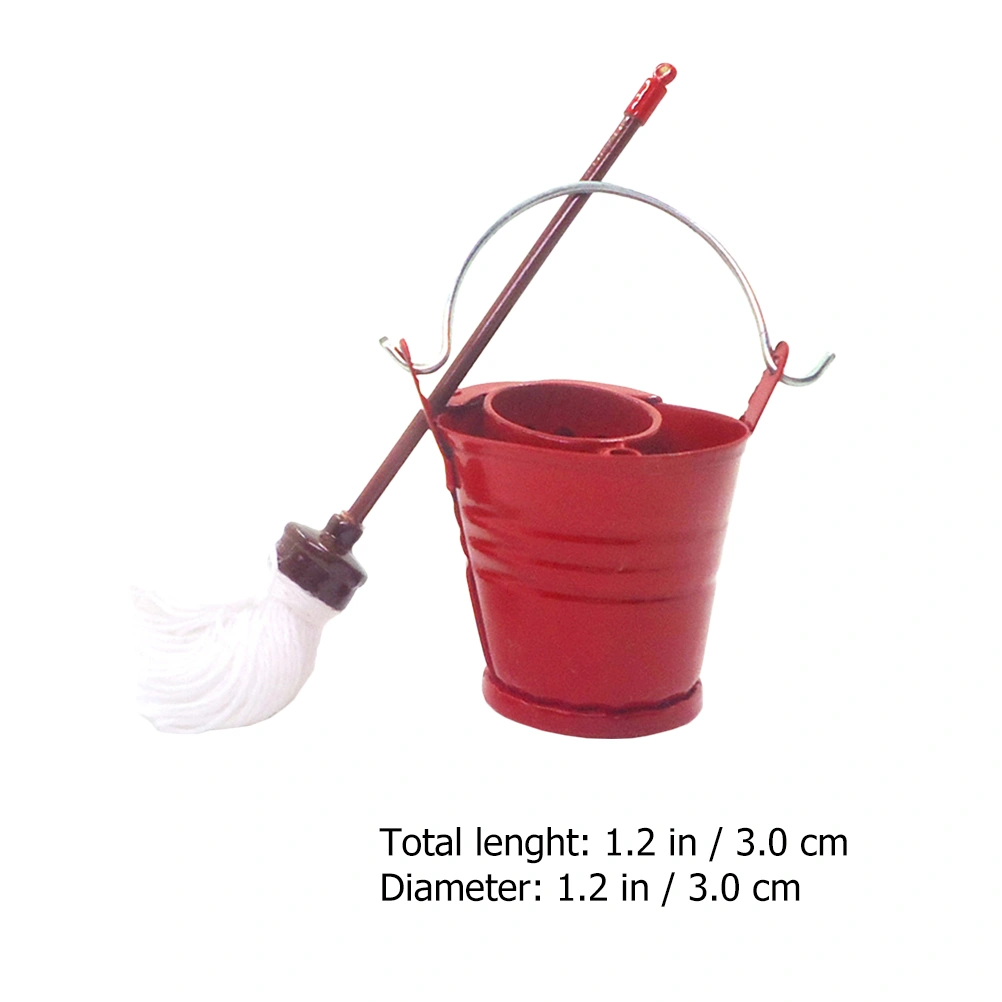 1 Set Mini House Mop Bucket Decor Mini Cleaning Tools Miniature Decoration